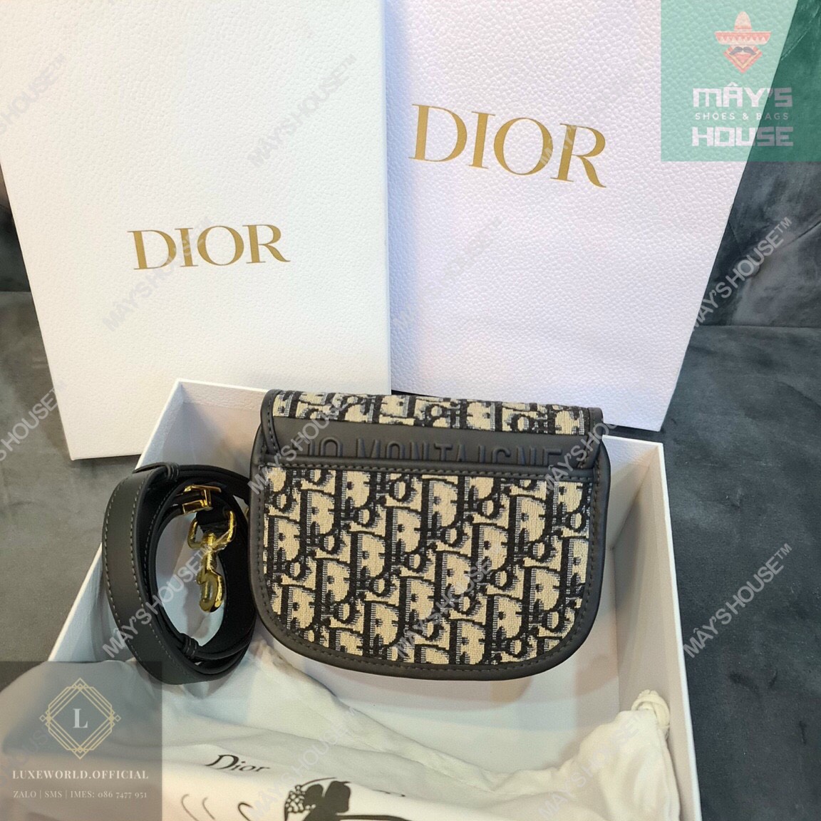 Túi Dior Bobby EastWest Bag đen box calfskin 22cm best quality